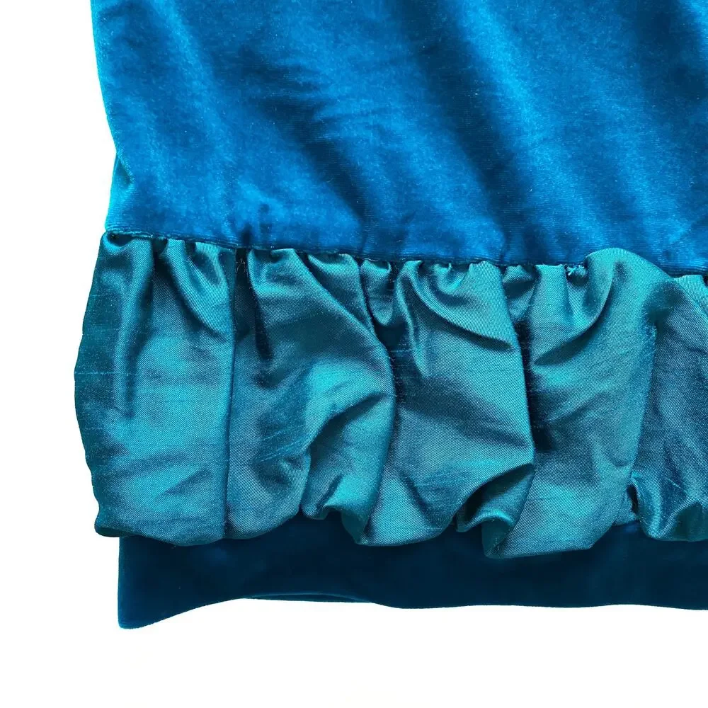 Grace Elements Simply Perfect Teal Soft Velvet Ruffle Hem Knee Length Skirt : 12 - Picture 3 of 12